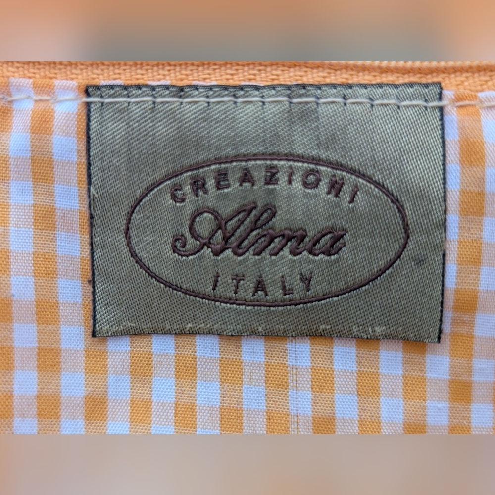 🇮🇹 Vintage Italian Satchel Creazioni ALMA with Cloth Lining Two Inline Pockets - Picture 9 of 17